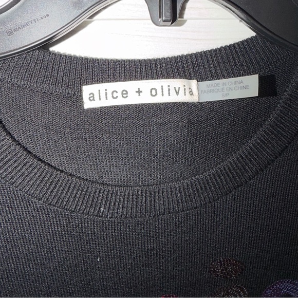 Alice and Olivia Connie Embellished Black Sweater Sequin Apres Ski Small - Picture 6 of 8